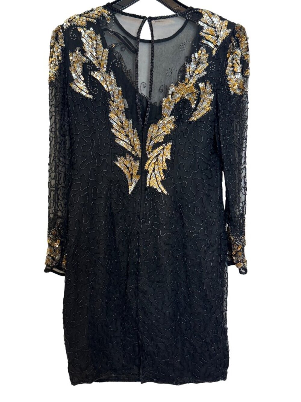 Vintage Black Silk Sequin Dress By Scala Milan Paris Los Angeles PM - Picture 7 of 8